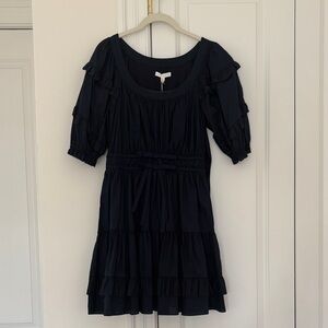 Women’s Navy Ruffle Tiered Mini Dress